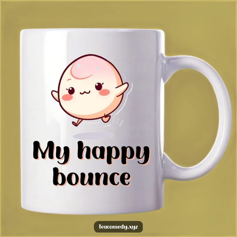 Funny Mochi Character Mug: Playful Bouncing Dessert Gift for Joyful Mornings
