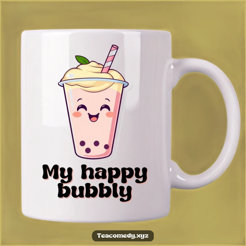 Funny Happy Boba Tea Mug - Wiggling Cup Joy, Hilarious Cartoon Drink Gift