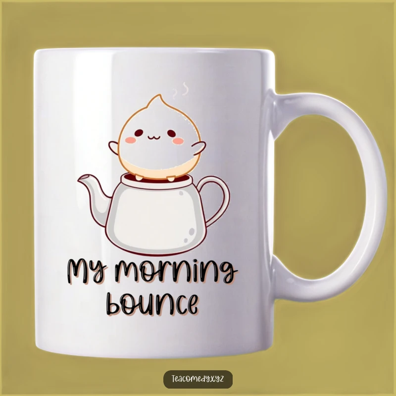 Funny Mochi Tea Kettle Mug: Bouncing Joyful Dumpling Gift