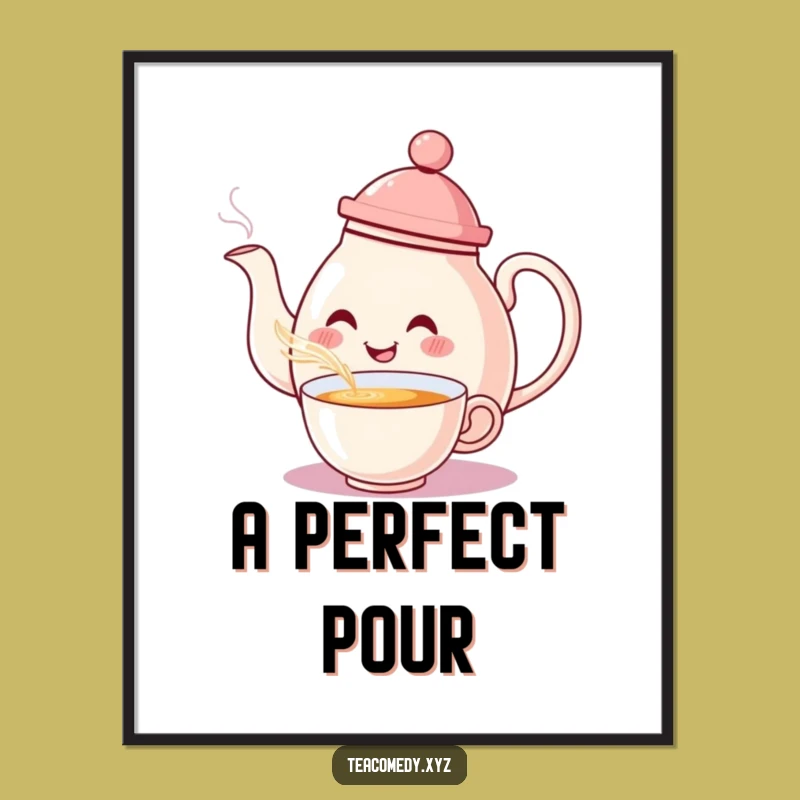 Funny Teapot Tea Pour Digital Art: Hilarious Cozy Wall Decor