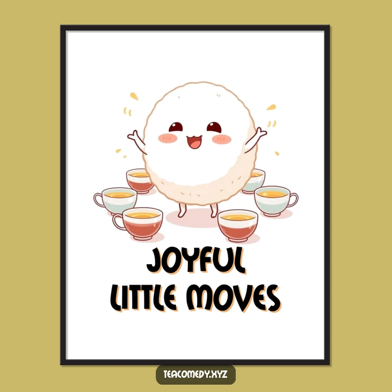 Funny Dancing Rice Ball Digital Print: Instant Joy for Your Walls