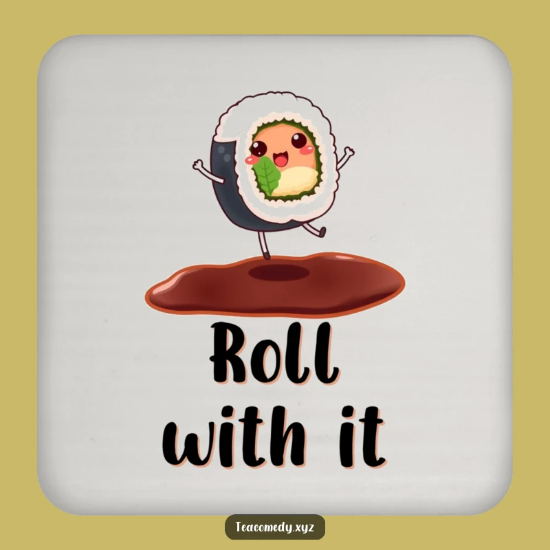 Funny Sushi Coaster - Dancing Roll Protector, Hilarious Foodie Drink Gift