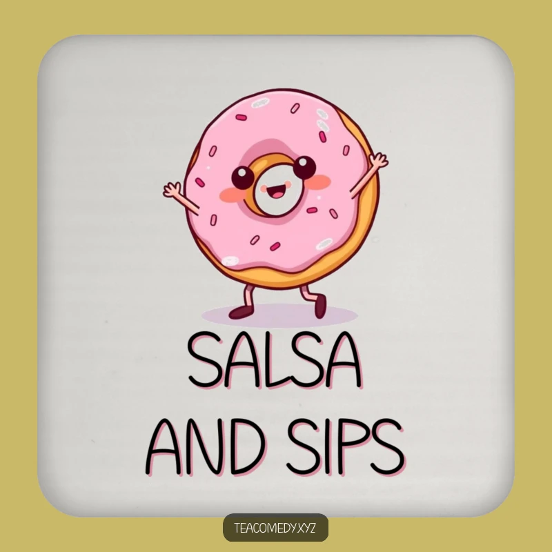 Funny Donut Salsa Dancer Coaster: Protect Surfaces with Hilarious Moves