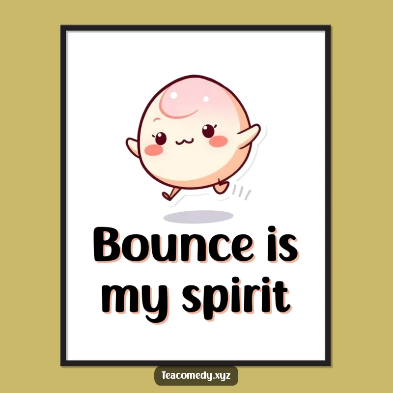 Funny Mochi Art Poster: Playful Bouncing Character Print for a Cheerful Room