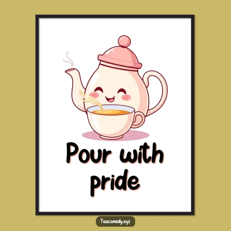 Funny Teapot Tea Pour Poster: Hilarious Wall Art for Tea Lovers