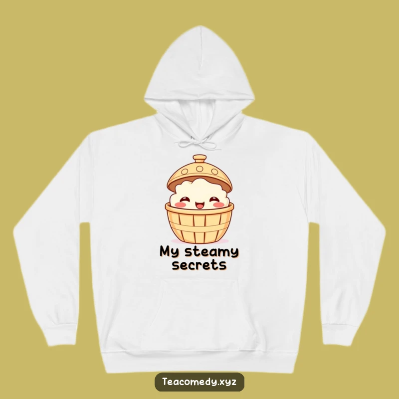 Cozy Funny Dim Sum Hoodie - Smiling Basket Sweatshirt, Hilarious Foodie Gift