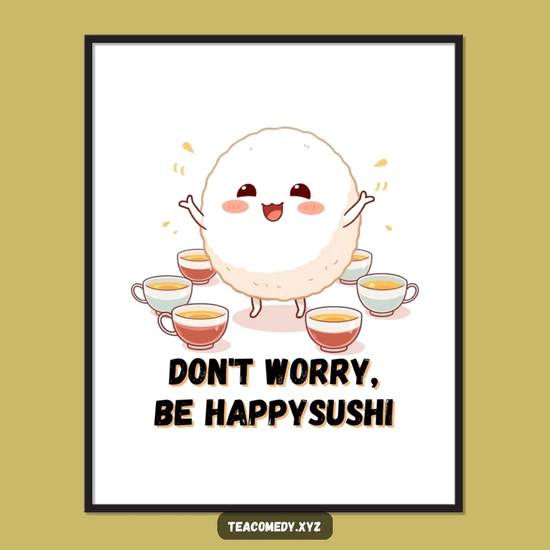 Free Printable Funny Rice Ball Wall Art - Silly Dance Downloadable Decor