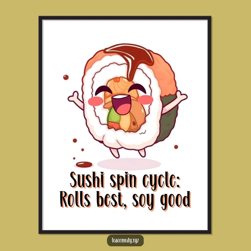 Funny Free Printable Sushi Roll Spin Wall Art: Downloadable Playful Decor