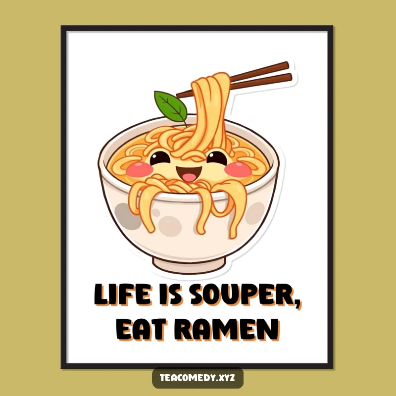 Funny Free Printable Ramen Wall Art - Bouncing Joyful Bowl Downloadable Decor