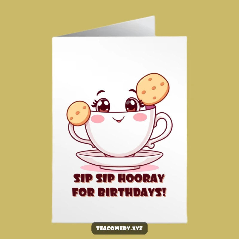 Free Printable Birthday Card: Teacup Biscuit Balance - Whimsical Downloadable Gift!