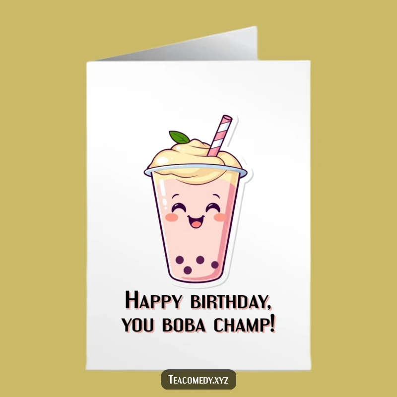 Funny Free Printable Birthday Boba Card - Wiggling Cup Glee Downloadable Gift