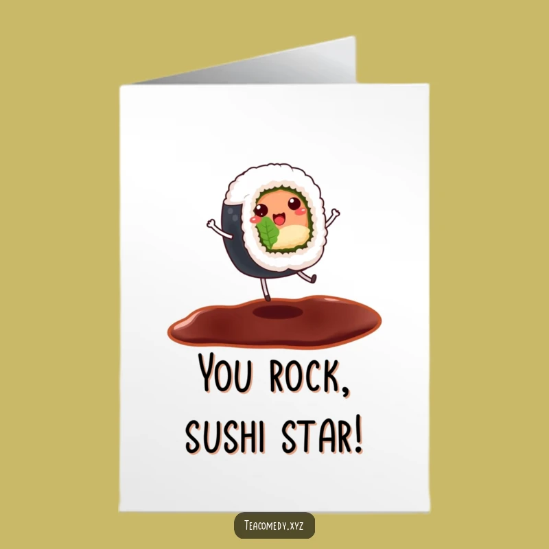 Congrats Free Printable Sushi Card - Dancing Roll Festive Downloadable Greeting