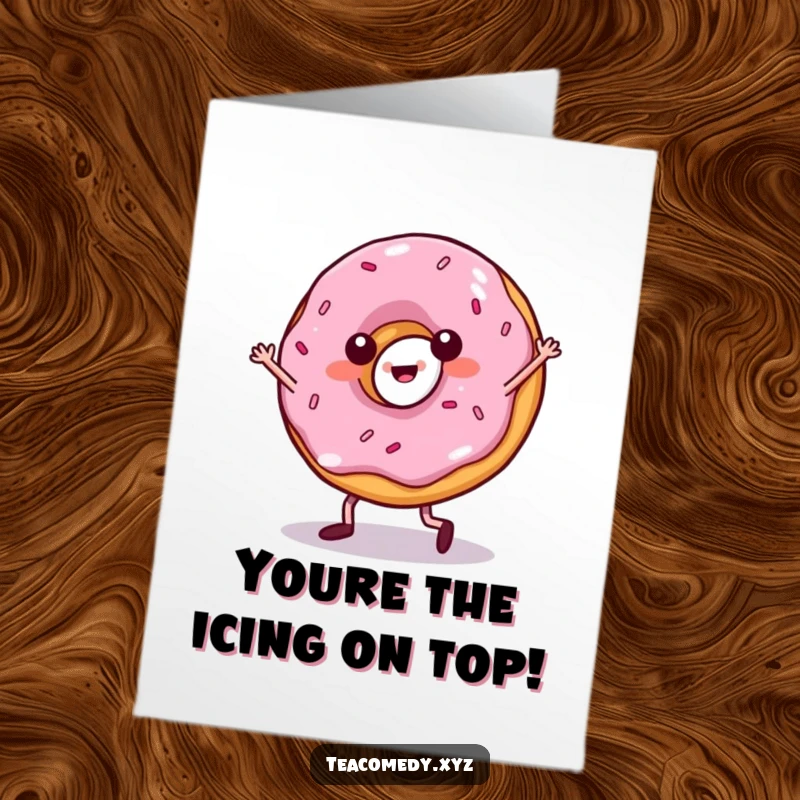 Funny Free Printable Congrats Card: A donut doing a salsa dance, celebrating your big win!