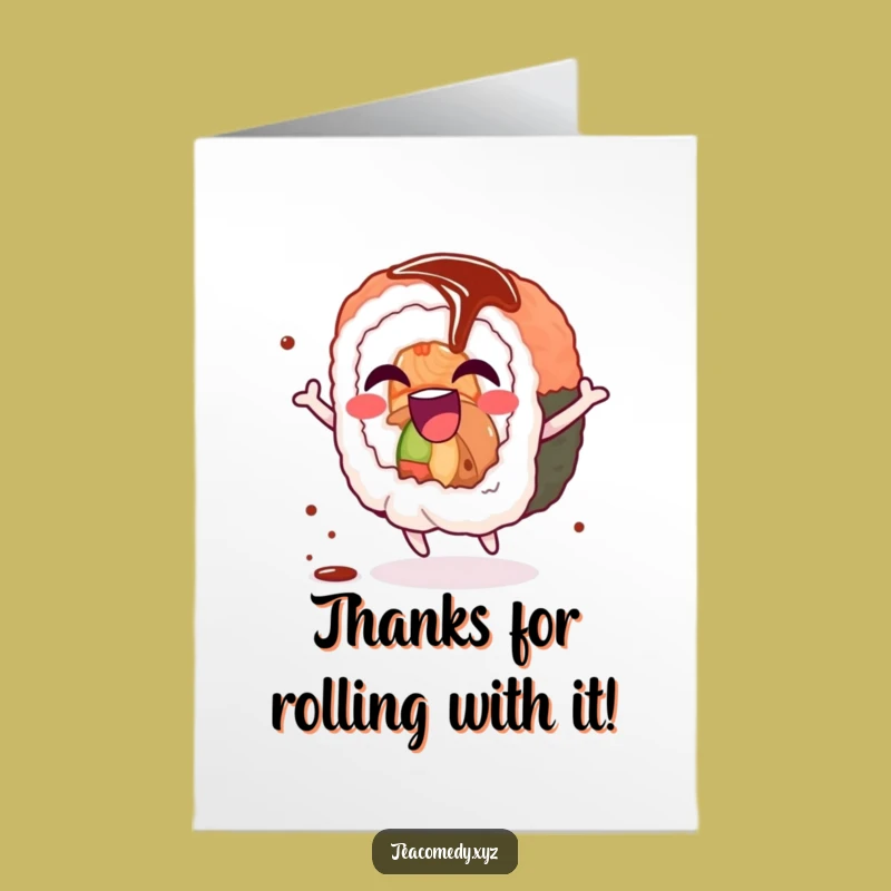Free Printable Thank You Card: Sushi Roll Spin Appreciation Downloadable