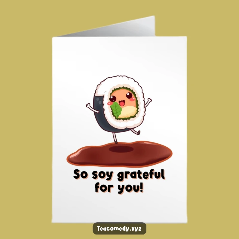 Thank You Free Printable Sushi Card - Dancing Roll Grateful Downloadable