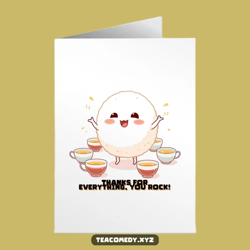 Free Printable Funny Rice Ball Thank You Card - Dance Your Thanks Downloadable