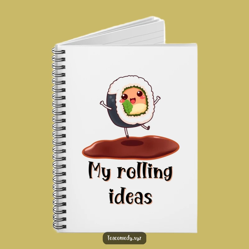 Funny Sushi Notebook - Dancing Roll Journal, Hilarious Foodie Stationery Gift