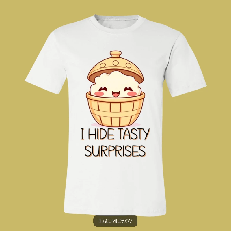 Funny Dim Sum Shirt - Smiling Basket Peek Tee, Hilarious Foodie Apparel Gift