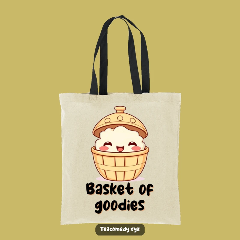 Funny Dim Sum Tote Bag - Smiling Basket Carry-All, Hilarious Foodie Shopping Gift